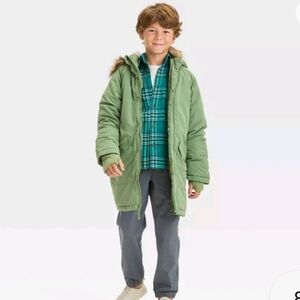Kids' Heavyweight Solid Parka Jacket - Cat & Jack xs 4-5 green